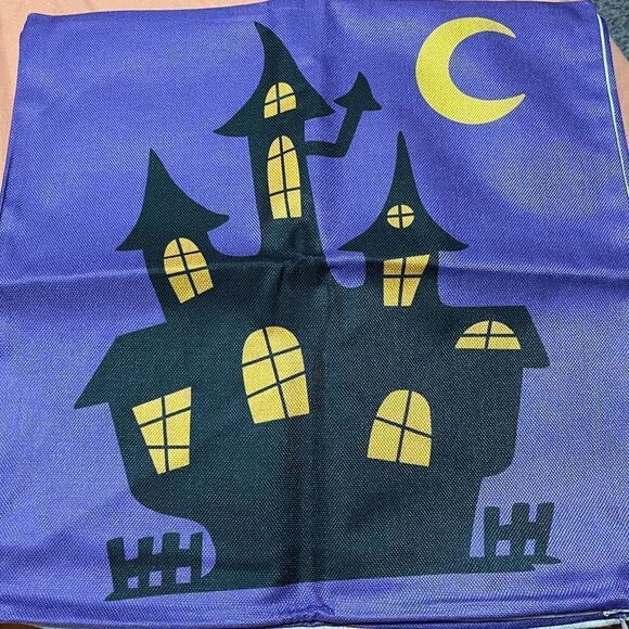 Set of 4 Halloween Pillow Covers, 18x18 ghost, haunted house, gnomes,wit… - Picture 2 of 4